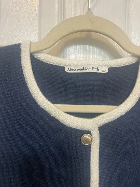 Abercrombie & Fitch Preppy Navy Button Up Sweatervest Womens L - Picture 3 of 4